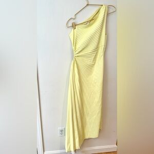 A.L.C. Delfina Dress Canary Yellow Size 2 Faux Leather One Shoulder